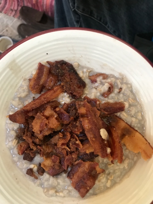 cast-iron oatmeal and bacon